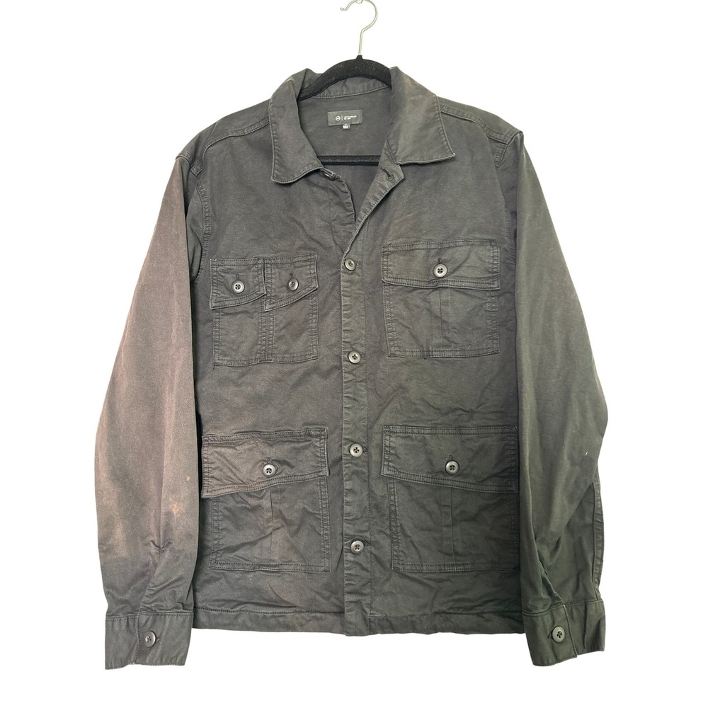 AG Adriano Goldschmied Mens Field Jacket Black Utility Military M Cargo Pocket